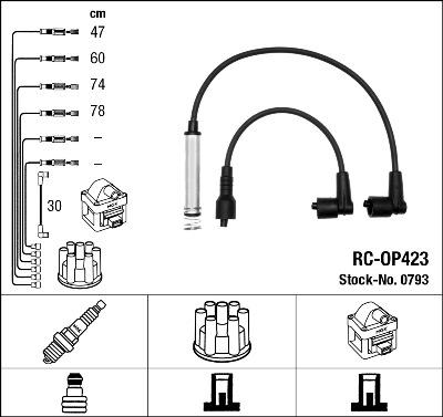 NGK 0793 - Augstsprieguma vadu komplekts www.autospares.lv