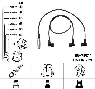 NGK 0746 - Augstsprieguma vadu komplekts www.autospares.lv