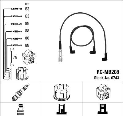 NGK 0743 - Augstsprieguma vadu komplekts www.autospares.lv