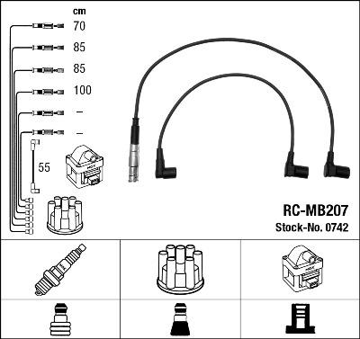 NGK 0742 - Augstsprieguma vadu komplekts www.autospares.lv