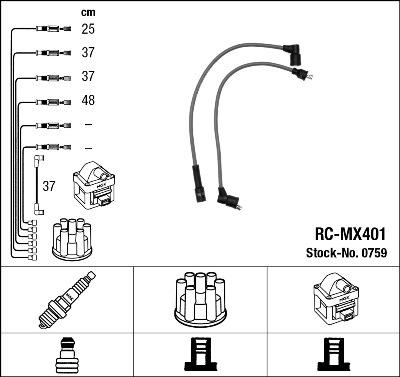 NGK 0759 - Augstsprieguma vadu komplekts www.autospares.lv