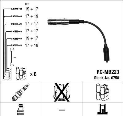 NGK 0758 - Augstsprieguma vadu komplekts www.autospares.lv