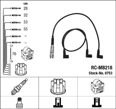 NGK 0753 - Augstsprieguma vadu komplekts www.autospares.lv