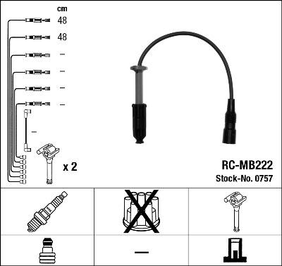 NGK 0757 - Augstsprieguma vadu komplekts www.autospares.lv