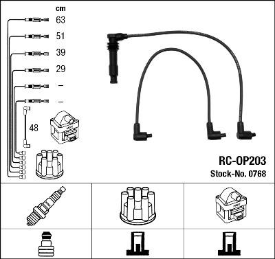 NGK 0768 - Augstsprieguma vadu komplekts www.autospares.lv