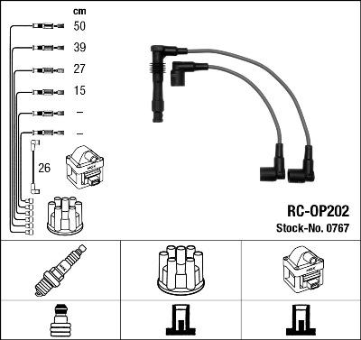 NGK 0767 - Augstsprieguma vadu komplekts www.autospares.lv