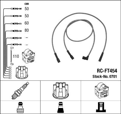 NGK 0701 - Augstsprieguma vadu komplekts www.autospares.lv