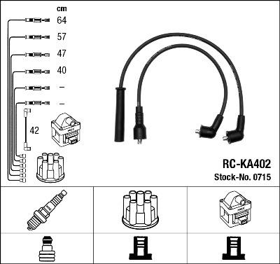 NGK 0715 - Augstsprieguma vadu komplekts www.autospares.lv