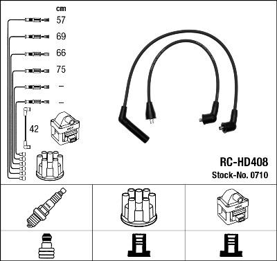 NGK 0710 - Augstsprieguma vadu komplekts www.autospares.lv