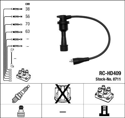 NGK 0711 - Augstsprieguma vadu komplekts autospares.lv