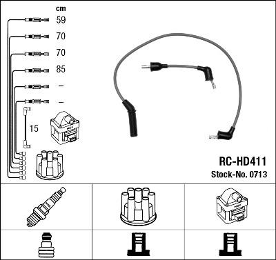 NGK 0713 - Augstsprieguma vadu komplekts www.autospares.lv