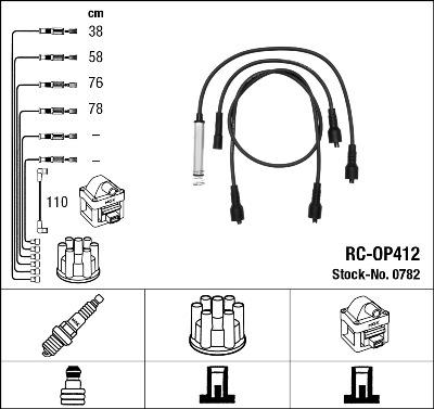 NGK 0782 - Augstsprieguma vadu komplekts www.autospares.lv