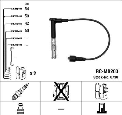 NGK 0738 - Augstsprieguma vadu komplekts www.autospares.lv