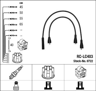 NGK 0722 - Augstsprieguma vadu komplekts www.autospares.lv