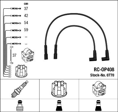 NGK 0778 - Augstsprieguma vadu komplekts www.autospares.lv