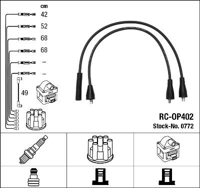 NGK 0772 - Augstsprieguma vadu komplekts www.autospares.lv