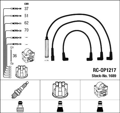 NGK 1689 - Augstsprieguma vadu komplekts www.autospares.lv