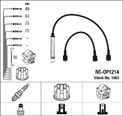 NGK 1683 - Augstsprieguma vadu komplekts www.autospares.lv