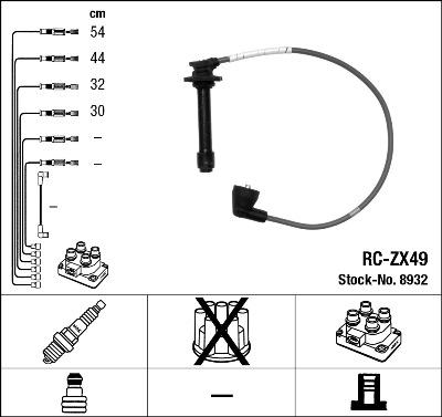 NGK 8932 - Augstsprieguma vadu komplekts www.autospares.lv