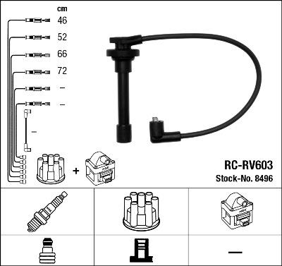 NGK 8496 - Augstsprieguma vadu komplekts www.autospares.lv