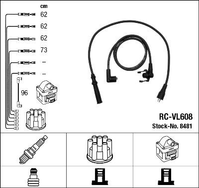 NGK 8481 - Augstsprieguma vadu komplekts autospares.lv