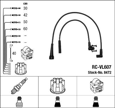 NGK 8472 - Augstsprieguma vadu komplekts www.autospares.lv