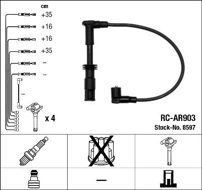 NGK 8597 - Augstsprieguma vadu komplekts www.autospares.lv