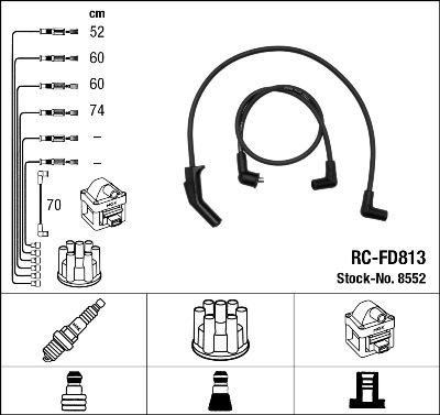 NGK 8552 - Augstsprieguma vadu komplekts www.autospares.lv