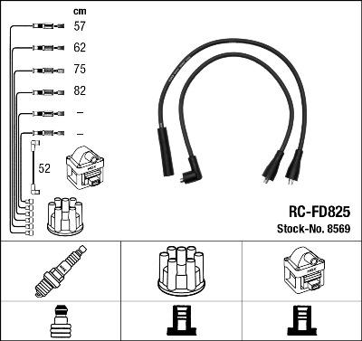 NGK 8569 - Augstsprieguma vadu komplekts www.autospares.lv