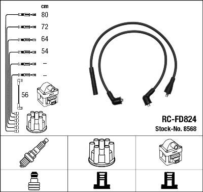 NGK 8568 - Augstsprieguma vadu komplekts www.autospares.lv