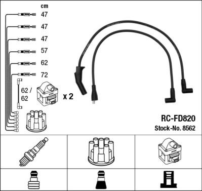 NGK 8562 - Augstsprieguma vadu komplekts www.autospares.lv