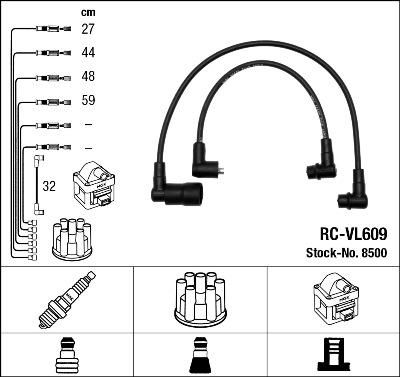 NGK 8500 - Augstsprieguma vadu komplekts www.autospares.lv