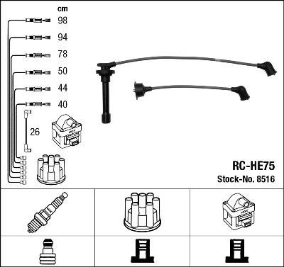 NGK 8516 - Augstsprieguma vadu komplekts www.autospares.lv