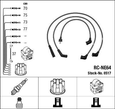 NGK 8517 - Augstsprieguma vadu komplekts www.autospares.lv