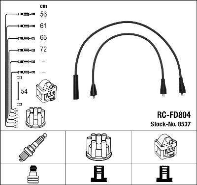 NGK 8537 - Augstsprieguma vadu komplekts www.autospares.lv