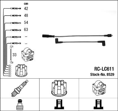 NGK 8529 - Augstsprieguma vadu komplekts www.autospares.lv