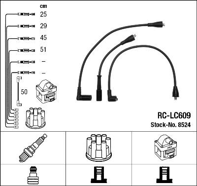 NGK 8524 - Augstsprieguma vadu komplekts www.autospares.lv