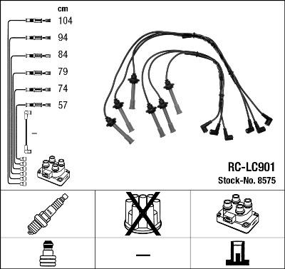 NGK 8575 - Augstsprieguma vadu komplekts www.autospares.lv