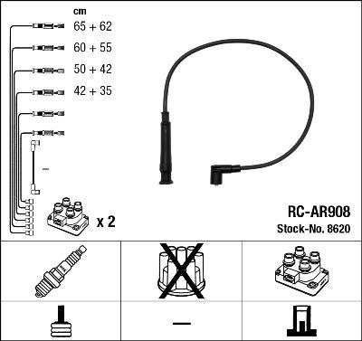 NGK 8620 - Augstsprieguma vadu komplekts www.autospares.lv