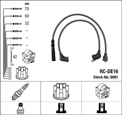 NGK 8091 - Augstsprieguma vadu komplekts www.autospares.lv