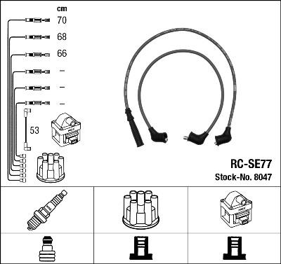 NGK 8047 - Augstsprieguma vadu komplekts www.autospares.lv