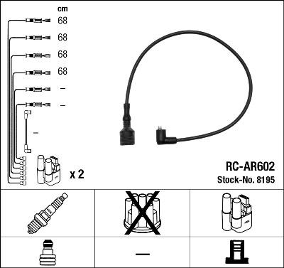 NGK 8195 - Augstsprieguma vadu komplekts www.autospares.lv