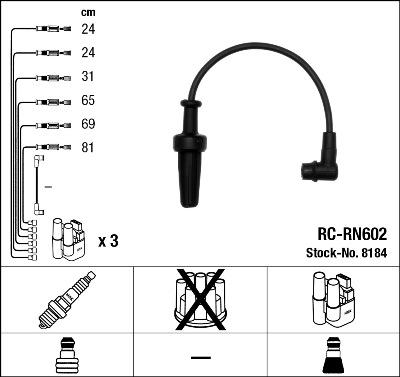 NGK 8184 - Augstsprieguma vadu komplekts www.autospares.lv