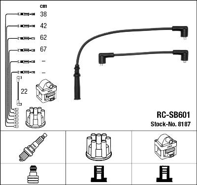 NGK 8187 - Augstsprieguma vadu komplekts www.autospares.lv