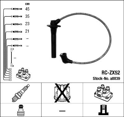 NGK 8839 - Augstsprieguma vadu komplekts www.autospares.lv