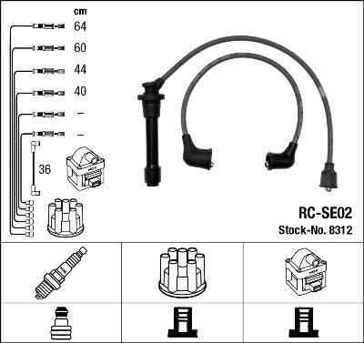 NGK 8312 - Augstsprieguma vadu komplekts www.autospares.lv