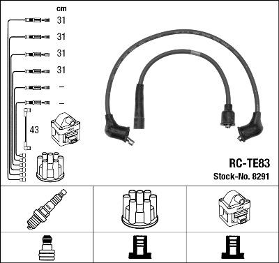 NGK 8291 - Augstsprieguma vadu komplekts www.autospares.lv