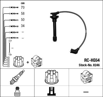 NGK 8246 - Augstsprieguma vadu komplekts www.autospares.lv