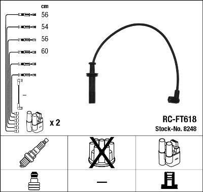 NGK 8248 - Augstsprieguma vadu komplekts www.autospares.lv