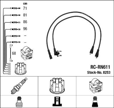 NGK 8253 - Augstsprieguma vadu komplekts www.autospares.lv